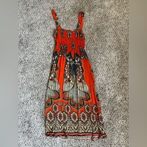 Orange summer dress with pattern
